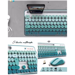 Pack Clavier-Souris - PEPS - Wireless Desktop ADVANCE - Ergonomique - 105 Touches - Couleurs Pastel
