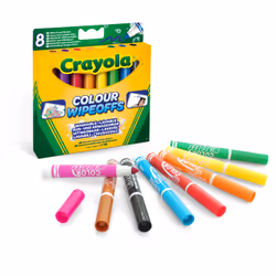 Crayola 8pcs. Feutres Dry Erase, 8 couleurs, Noir, Bleu, Marron, Vert, Orange, Rose, Rouge, Jaune, Rond, Adultes et enfants,  ...