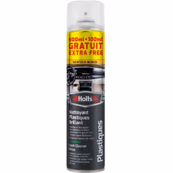 Nettoyant plastiques brillant senteur monoi 500+100ml Aerosol Nettoie et fait briller les tableaux de bord, plastiques et gar ...