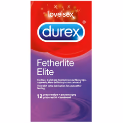 Durex Fetherlite Elite, Préservatif masculin, Transparent, 52 mm, 12 pièce(s)
