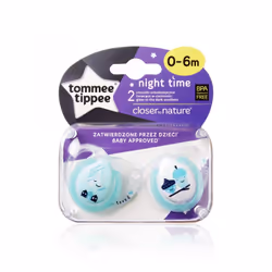 Tommee Tippee Sucet Nuit 0-6m Mixte x2, Tétine pour bébé pour la nuit, Orthodontique, Silicone