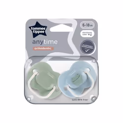 Sucettes - TOMMEE TIPPEE - ANYTIME - 6-18 mois - Lot de 2 sucettes symétriques sans BPA - Capsule de stérilisation réutilisab