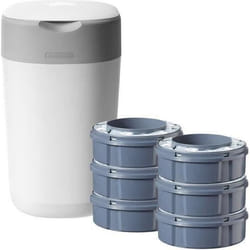 Tommee Tippee Starter-Set Twist & Click Sangenic Tec Poubelle à Couches + 6 Cassettes Protection Anti-Odeur Et Anti-Germe Garantie