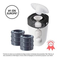 Tommee Tippee - Poubelle à couches - Twist & Click Kit - Lot de 6 recharges - Film multicouche antibactérien - Blanc