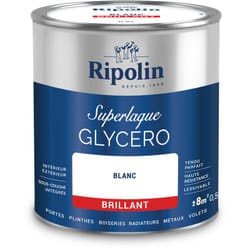 Peinture Couleur Superlaque Glycéro 2en1 Brillant - 2L - Blanc - Ripolin