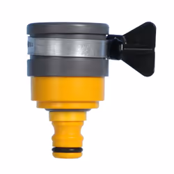 Hozelock Raccord robinet rond mélangeur, Connecteur de robinet, PVC, Gris, Jaune, Ovale, Rond, 2,4 cm, 89 mm