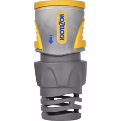 Hozelock Raccord fin de tuyau rapide PRO (15mm et 19mm), Connecteur de robinet, Femelle, Laiton, PVC, Gris, Jaune
