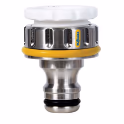 Hozelock Raccord de robinet extérieur PRO 3/4 » & 1/2 », Connecteur de robinet, Mâle, Laiton, Chrome