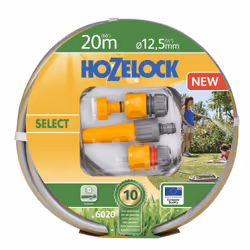 Hozelock Kit de démarrage de tuyau, 20 m, Au-dessus du sol, Gris, Jaune, Tuyau seulement, PVC, 1,25 cm