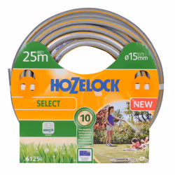 Hozelock Tuyau Select de 25 m (ø 15 mm), 25 m, Gris, Jaune, Tuyau seulement, PVC, 1,5 cm, France