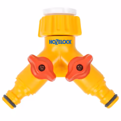 Hozelock Raccord de robinet double, Connecteur de pistolet/pulvérisateur, 3/4", Femelle, PVC, Rouge, Jaune