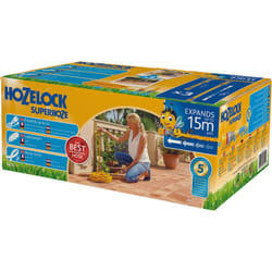 Hozelock - Tuyau d'arrosage extensible superhoze 15M S'étire jusqu'à 3 fois sa longueur et comprend 4 raccords + 1 embout réglable - Garantie 3 ans +