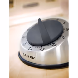 Salter 338 SSBKXR15 Minuteur de ménage Minuteur mécanique de cuisine Noir, Acier inoxydable
