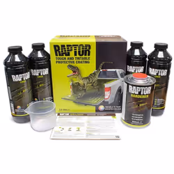 Description générale Ce kit de revêtement Raptor comprend quatre bouteilles de 711 ml et un bidon de durcisseur de 946 ml. Il ...