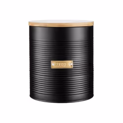 Typhoon Otto Cookie Storage, Boîte à biscuits, 2,6 L, Bambou, Acier, Noir, Couvercle amovible, Rond