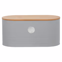 Typhoon Living Bread Bin, Ovale, Gris, Bambou, Acier, Bois, Bambou, 180 mm
