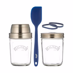 Kilner 65025035, Régler, Rond, 0,35 L, Bleu, Argent, Transparent, Verre, 109 mm