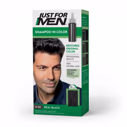 Just For Men Shampoo-in Color, Noir, H-55, Hommes, Tous types de cheveux, Huile d'olive, vitamin E