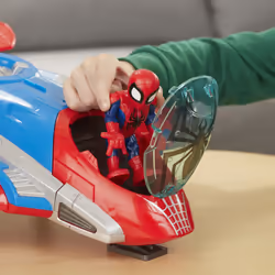 Hasbro Marvel Spider-Man Playskool Super Hero Adventures – Jet Qg Spider-Man Et Figurine 12,5 cm