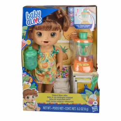 Baby Alive Bébé et son mélangeur magique, boit, mange et fait pipi, dessert fruits exotiques et mixeur, à partir de 3 ans