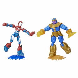 Hasbro Marvel Avengers – Pack De 2 Figurines Flexibles Iron Patriot Vs Thanos Bend & Flex – 15 Cm