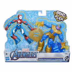 Hasbro Marvel Avengers – Pack De 2 Figurines Flexibles Iron Patriot Vs Thanos Bend & Flex – 15 Cm
