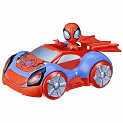 Marvel Spidey and His Amazing Friends Glow Tech Web Crawler, Véhicule de course, 3 an(s), AA, Bleu, Rouge, Argent