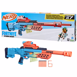 Nerf Fortnite Storm Scout, blaster avec viseur , chargeur à 6 fléchettes, 6 fléchettes Elite, mécanisme à verrou