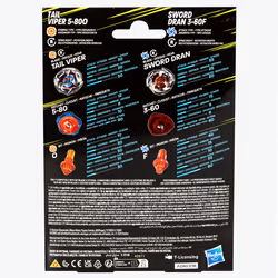 Beyblade X Tail Viper 5-80O & Sword Dran 3-60F Couvercle de toupie de combat