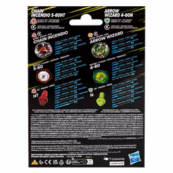 Beyblade X Chain Incendio 5-60HT & Arrow Wizard 4-60N Couvercle de toupie de combat