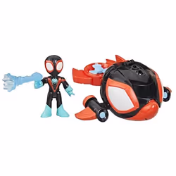 Figurine et véhicule Miles Morales Water-Webs Dauphin filant Marvel Spidey et ses Amis Extraordinaires Dès 4 ans