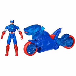 Marvel Avengers Epic World of Action Captain America Shield-Shot Cycle, Moto, 4 an(s), Plastique, Bleu, Rouge