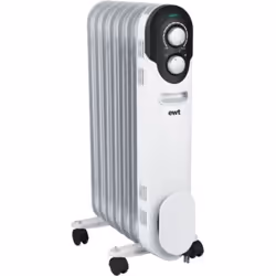 EWT COCOON15, Chauffage électrique à bain d’huile, Intérieure, Sol, Noir, Blanc, Rotatif, 1500 W