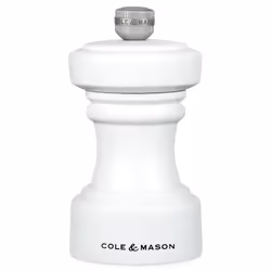 Cole & Mason H233058, Moulin à poivre, Blanc, Hêtraie, Acier au carbone, Acier au carbone, Poivre, 104 mm
