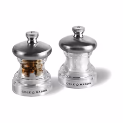 Cole & Mason H302418, Chrome, Acrylique, Chrome, Acier au carbone/ Céramique aiguisée diamant, Poivre, Sel