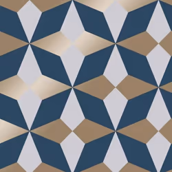 Papier peint géométrique bleu marine - Fine Décor - 10.05m x 53cm - motif métallique - intérieur