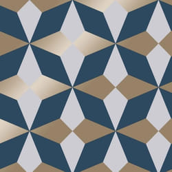 Papier peint géométrique bleu marine - Fine Décor - 10.05m x 53cm - motif métallique - intérieur