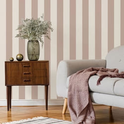Papier peint - FINE DECOR - Juliette - Vinyle texturé - Rayures roses et blanches - 10 m x 53 cm