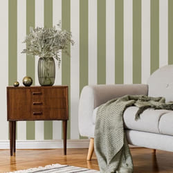 Papier peint - FINE DECOR - Juliette - Vinyle texturé - Rayures vert sauge - 10 m x 53 cm