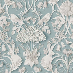 Papier peint - FINE DECOR - Dimensions Forêt Bleu - 10 m x 53 cm - Motif Animaux - Lavable
