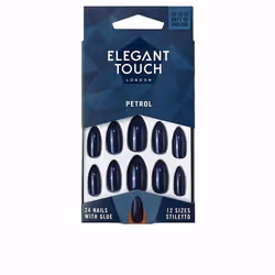 Polished Colour nails with glue stiletto #petrol