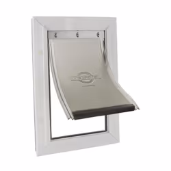 Porte Staywell® dotée d'un cadre robuste en aluminium - Porte 2 voies : ouverte ou fermée, permettant a l'animal d'aller et v ...