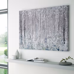 Invitation à une balade en forêt, cette toile imprimée d'une aquarelle en fondus de vert et de gris, habille votre mur d'une ...