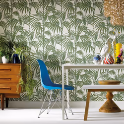 Ce papier peint au motif de feuilles de palmier ultra branché s'inscrit dans la tendance de la mode tropicale. Avec un fond s ...