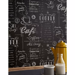 Description générale Ce papier peint moderne présente un design sur fond effet ardoise noire, idéal pour embellir votre cuisi ...