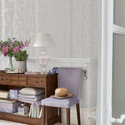 Laura Ashley - Papier peint intissé Cottonwood Pearlescent 1005 x 52cm Blanc