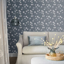 Laura Ashley - Papier peint intissé Magnolia Grove Dusky Seaspray 1005 x 52cm Bleu