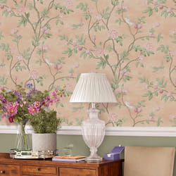 Laura Ashley - Papier peint intissé Eglantine Blush 1005 x 52cm Ocre, rose, vert