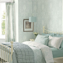 Papier peint intissé Laura Ashley Josette Duck Egg 1005 x 52cm Vert d'eau/blanc