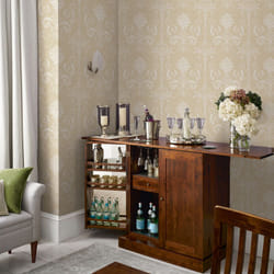 Laura Ashley - Papier peint intissé Josette Linen 1005 x 52cm Beige ocré/blanc